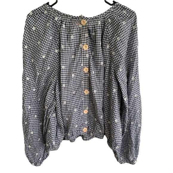 🆕 Madewell Embroidered Button Back Shirt Gingham Check Women’s Size 2X - Picture 4 of 10
